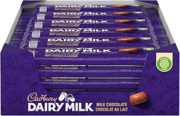 Cadbury Dairy Milk, Full Size Milk Chocolate Bars, Box of 24, 42g Each