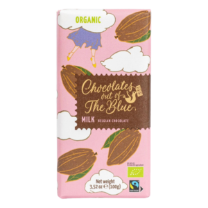 Chocolates out of the Blue | Fair Trade and Organic Belgian Milk Chocolate Bars | 100g x 6 bars