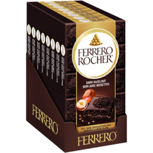 Ferrero Rocher Premium Chocolate Bar, Dark Chocolate and Hazelnut Bar, 8 bars, 720g